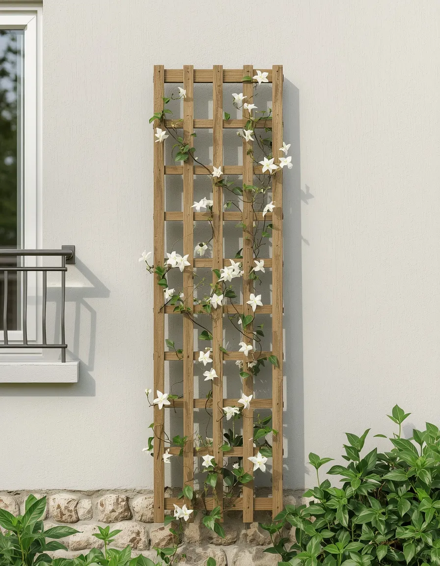 Climbing vine trellis on balcony