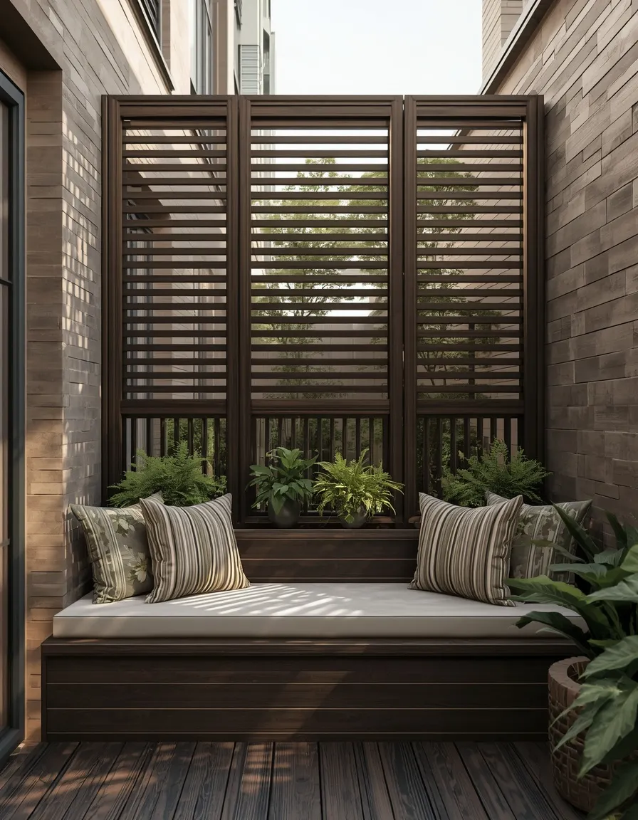Deck bench with privacy screen