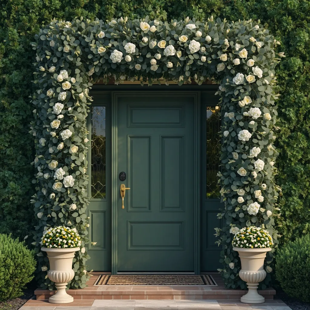 Garland-framed summer front door