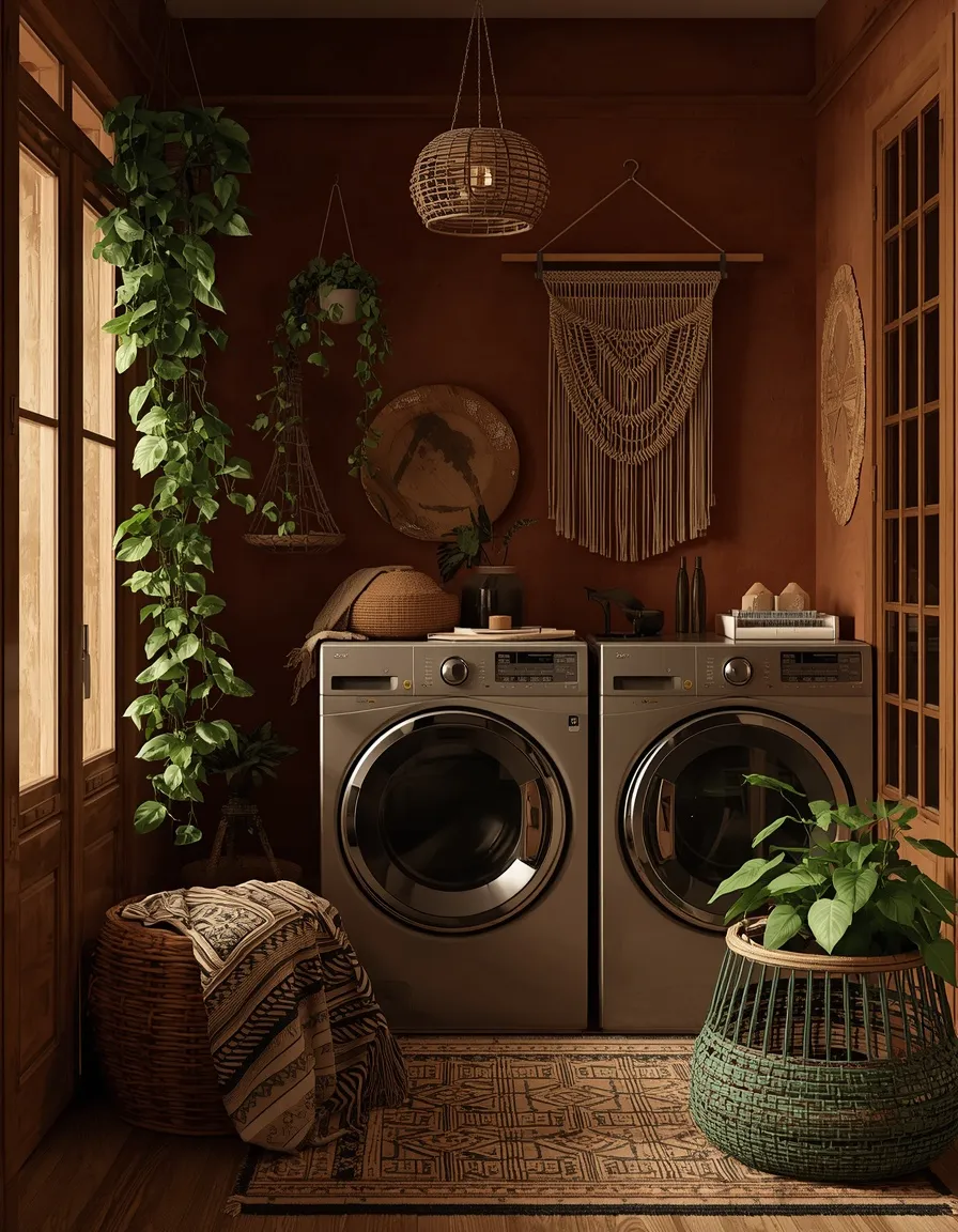Moody boho laundry room