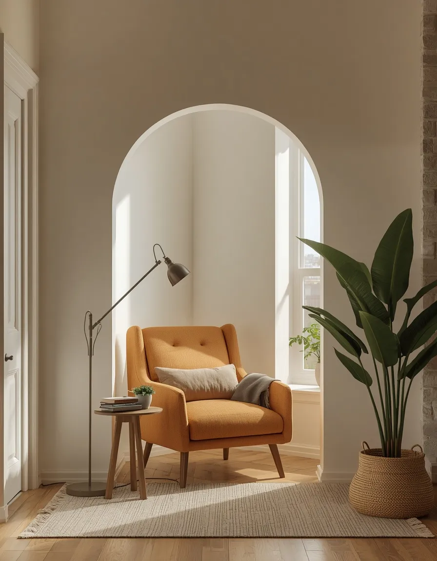 Cozy reading nook within an open plan