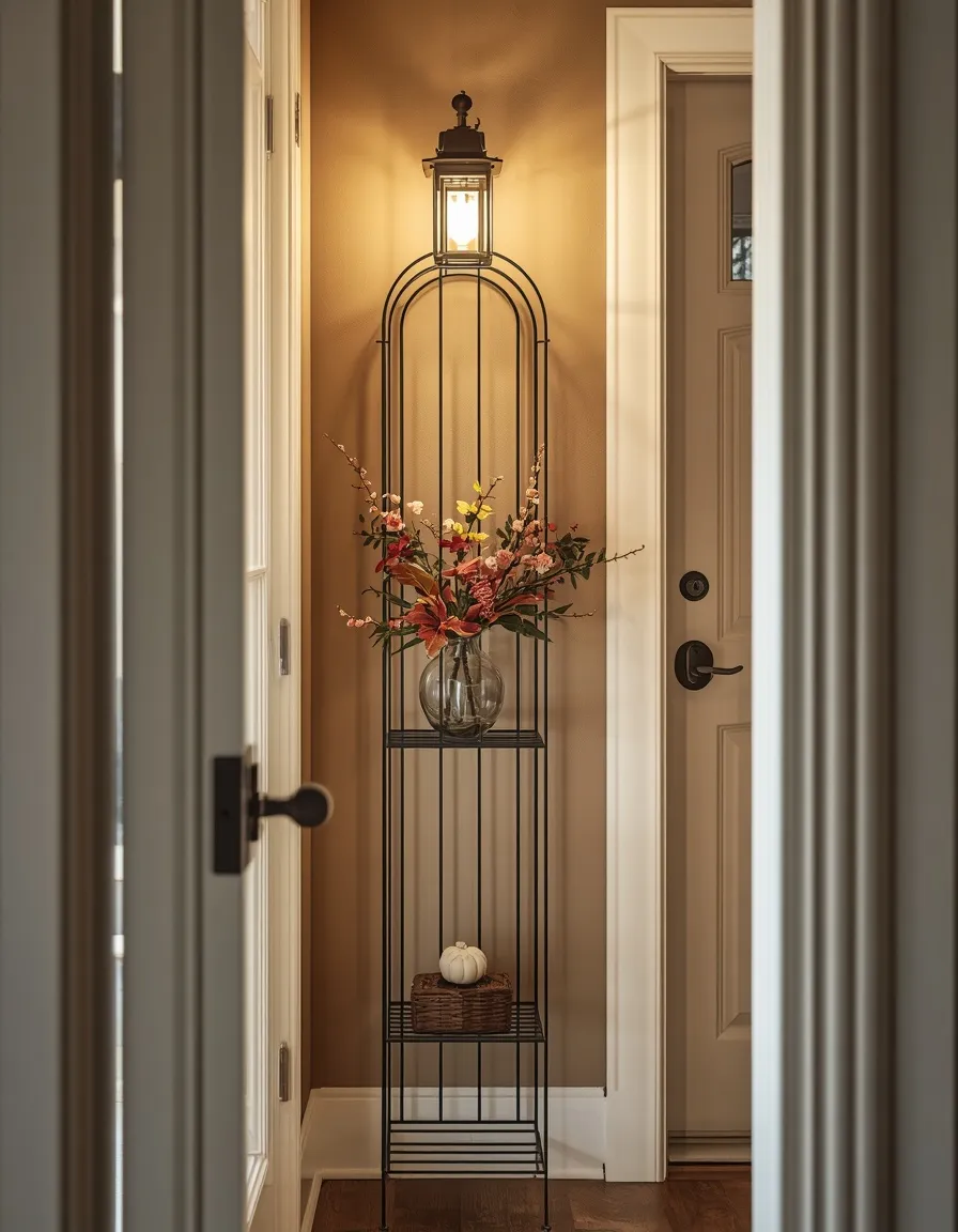 Entryway wall flower rack idea