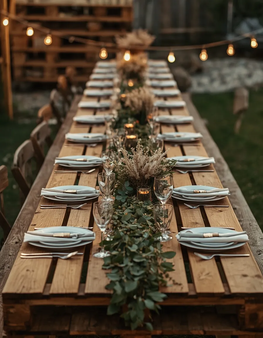 Long pallet garden dining table