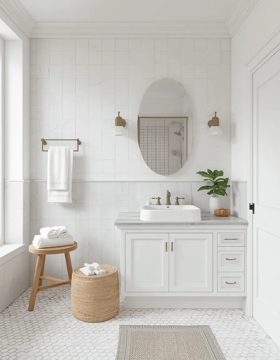 Bright white spa-style bathroom