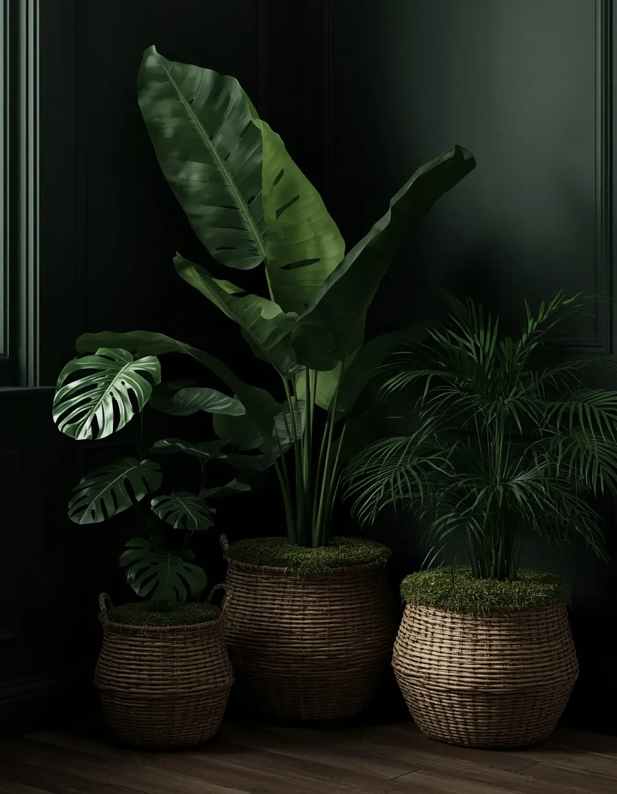 Faux tropical plants for low light