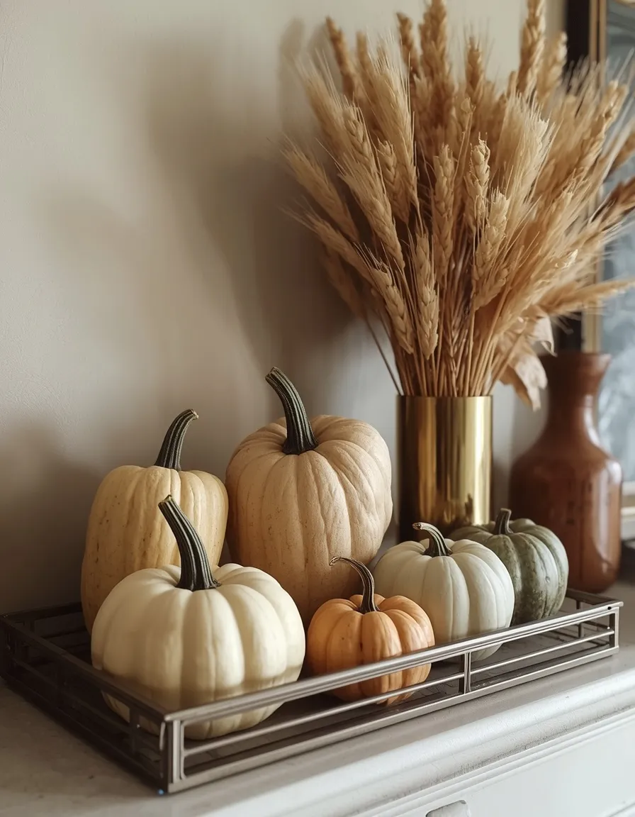 Heirloom pumpkin fall mantel