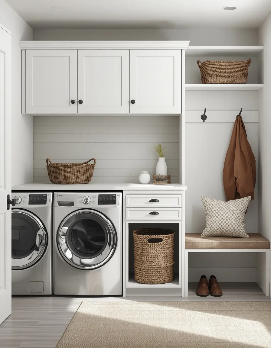 Laundry and mudroom bench combo