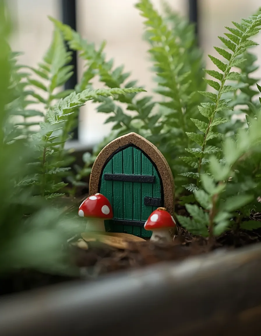 Miniature fairy garden balcony accents