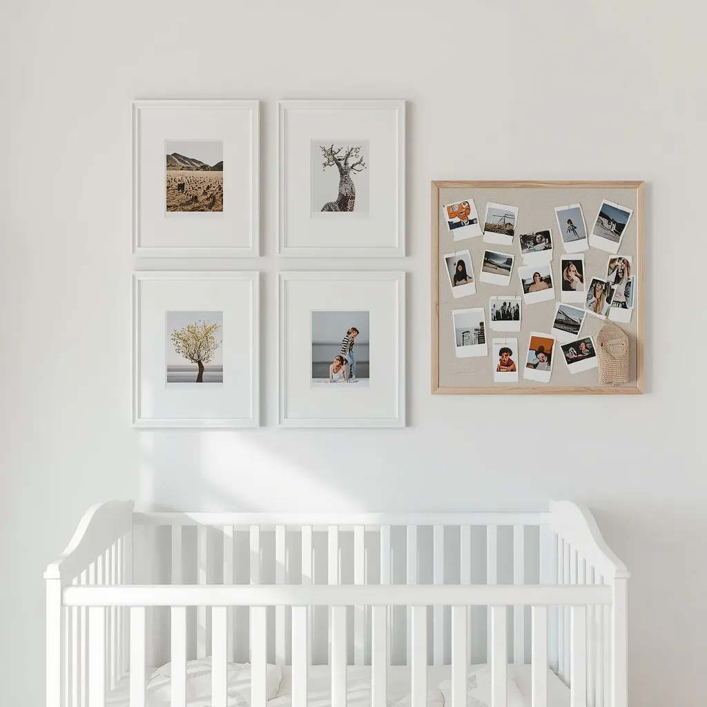 Nursery gallery wall and pinboard