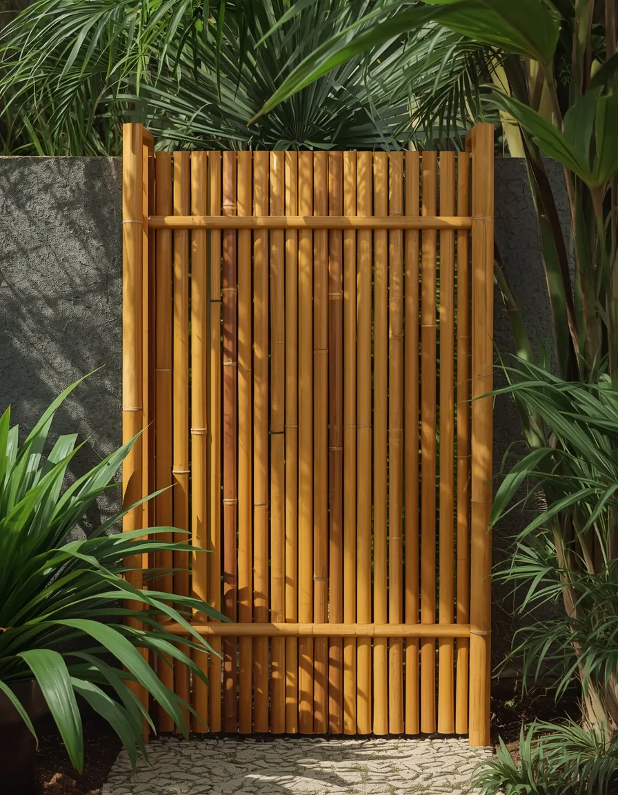 Bamboo privacy garden gate idea