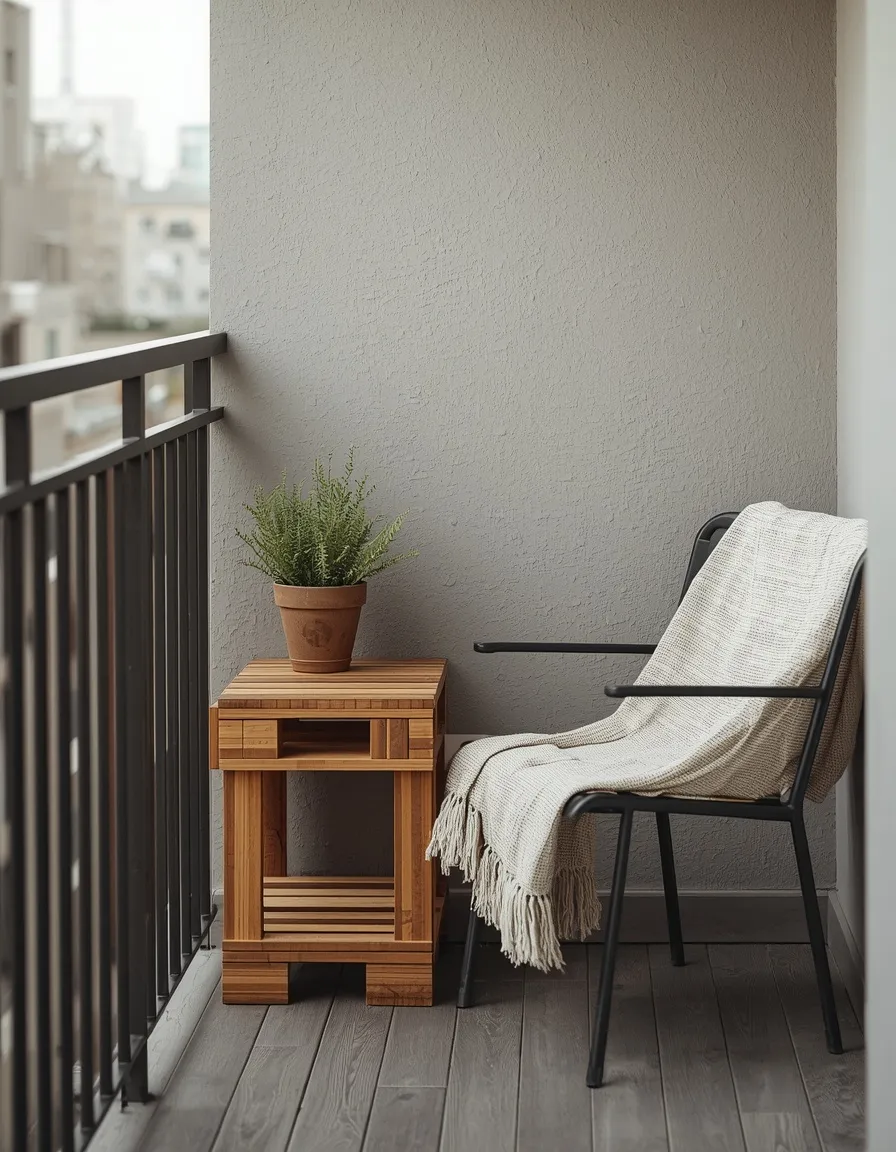Compact pallet side table balcony