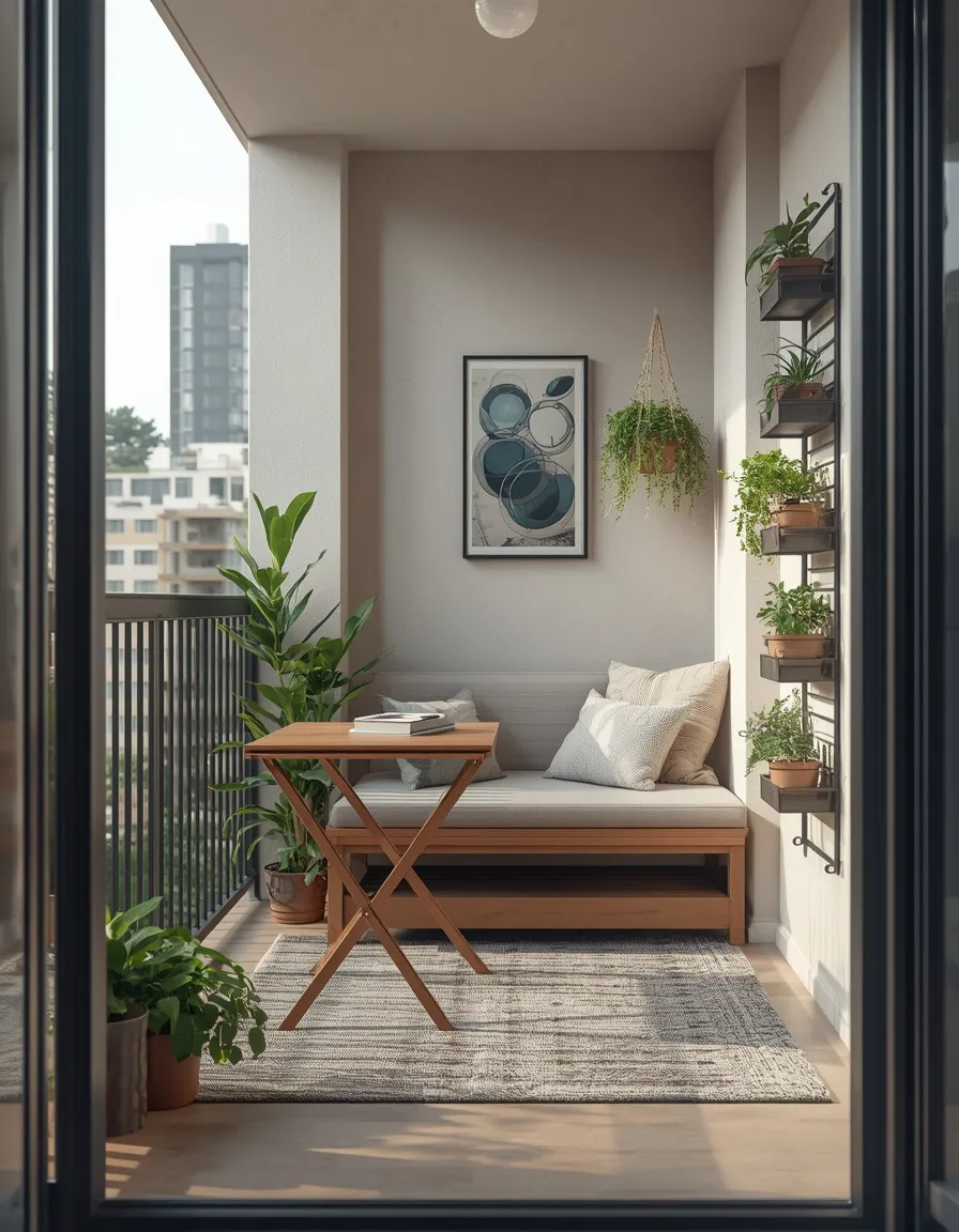 Multi-function small apartment balcony setup