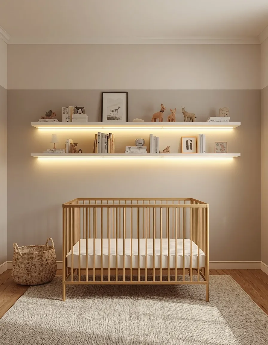 Anchored display shelf in a nursery
