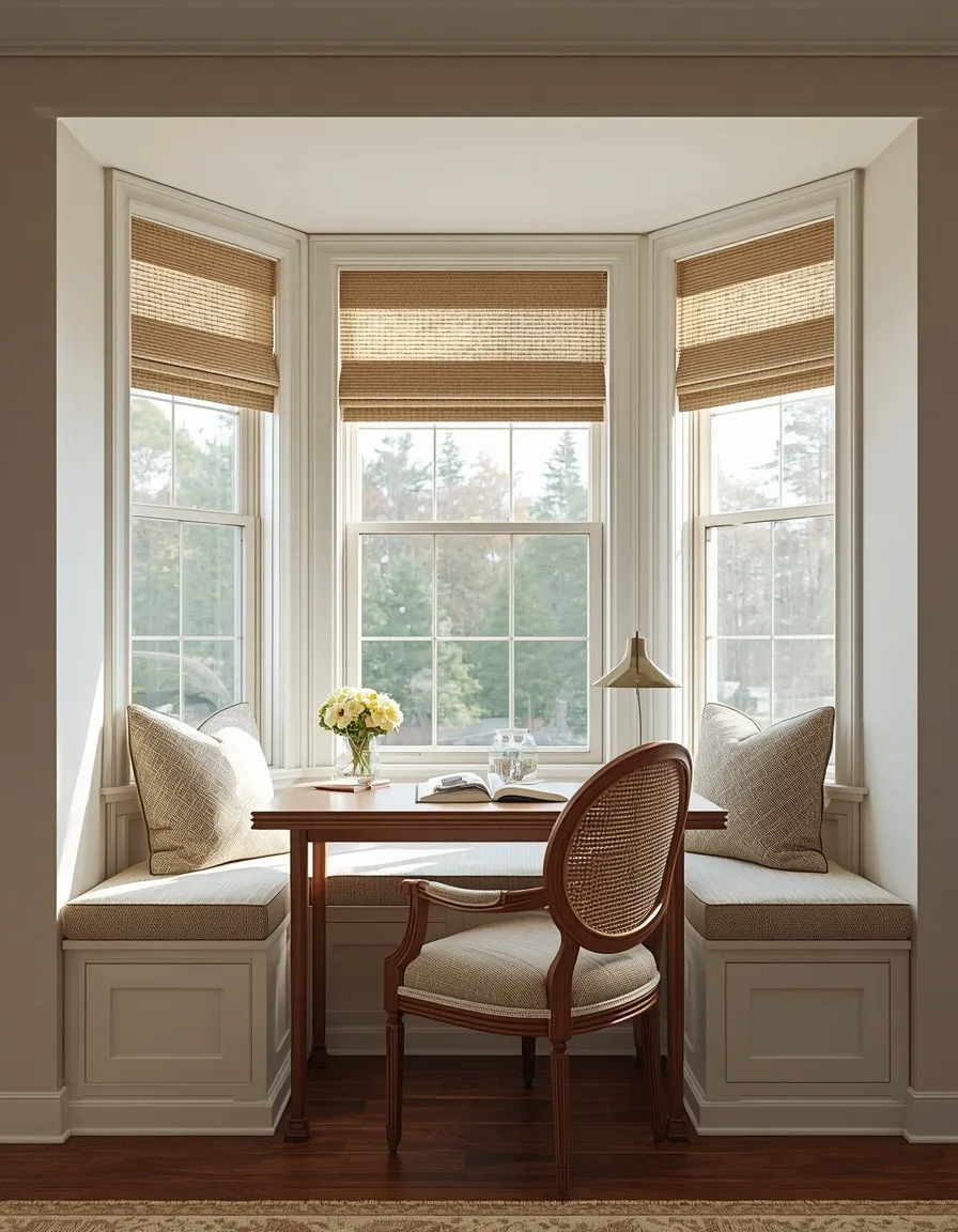 Desk nook in a bay window