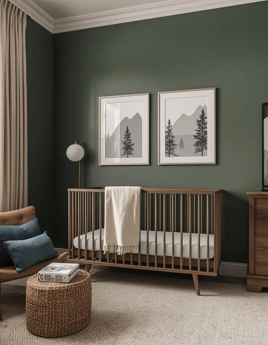 Green nursery for a baby boy