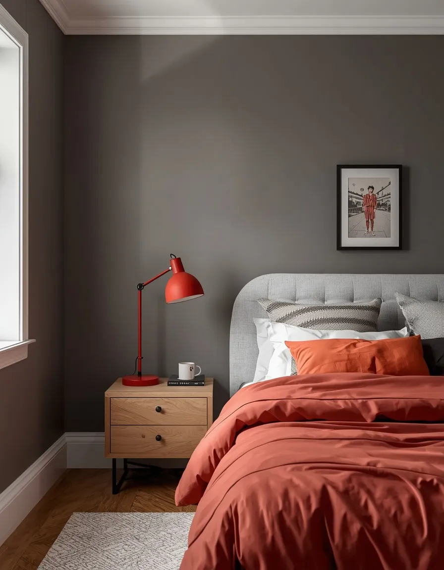 Red and grey modern boys room