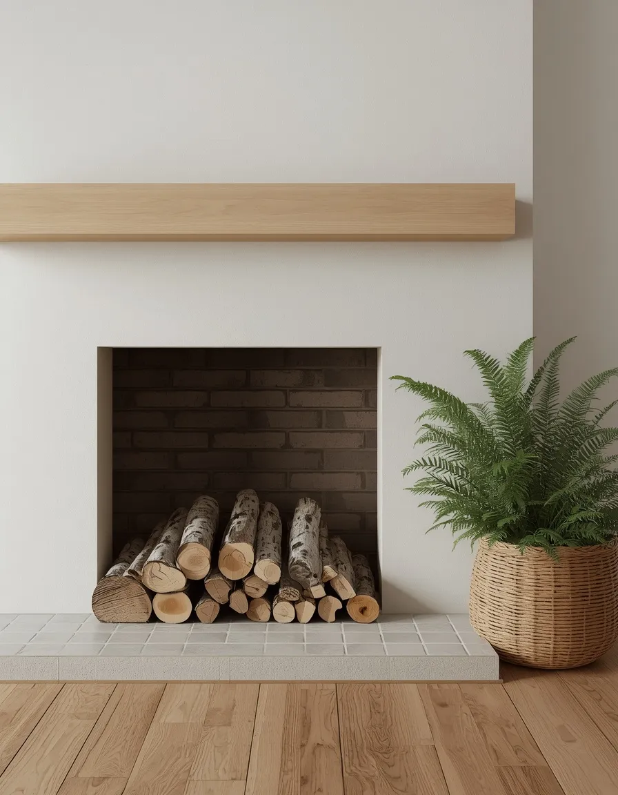Styled empty firebox in summer