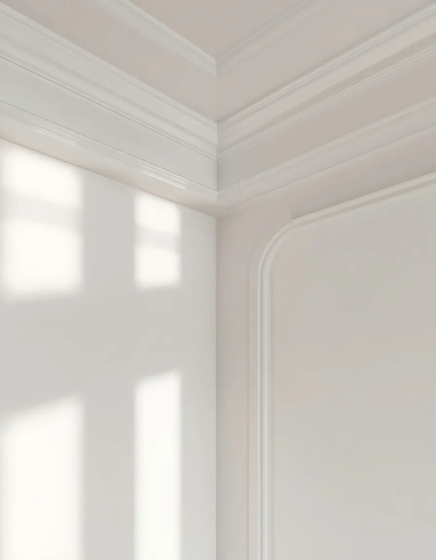 White ceiling with architectural molding