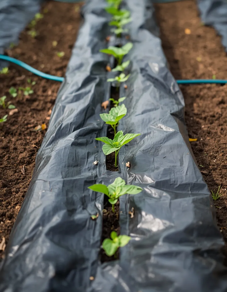 Black Mulch Cucumber Rows