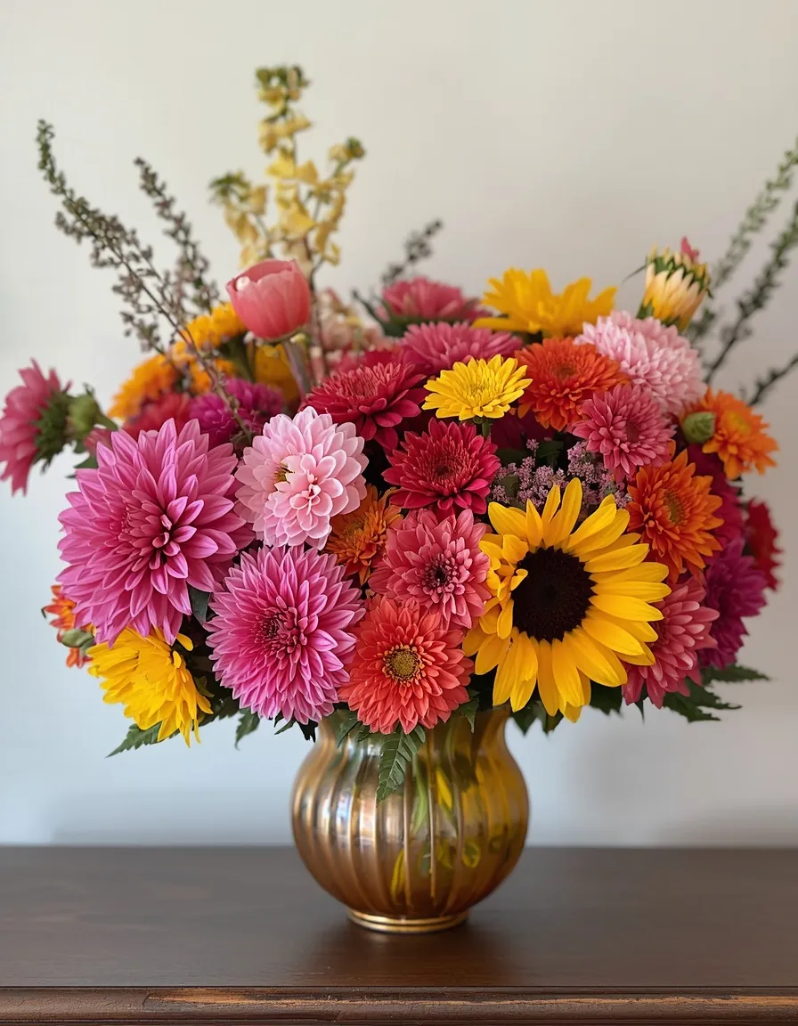 Bold colorful summer flower centerpiece