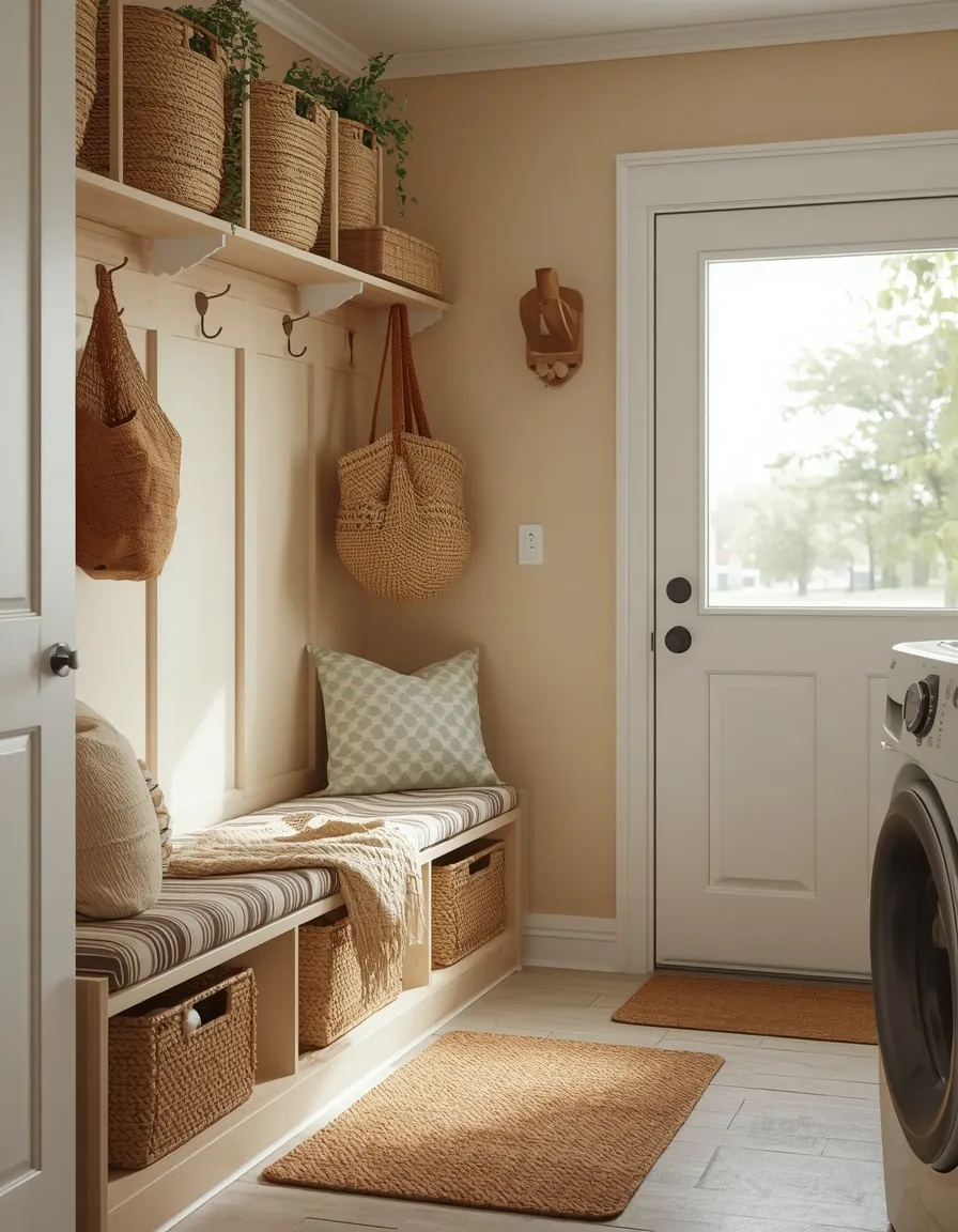 Boho laundry mudroom combo