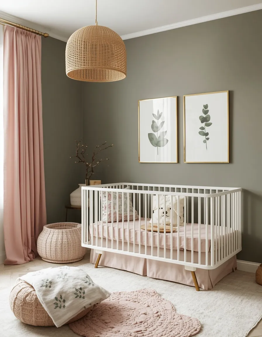 Green nursery for a baby girl