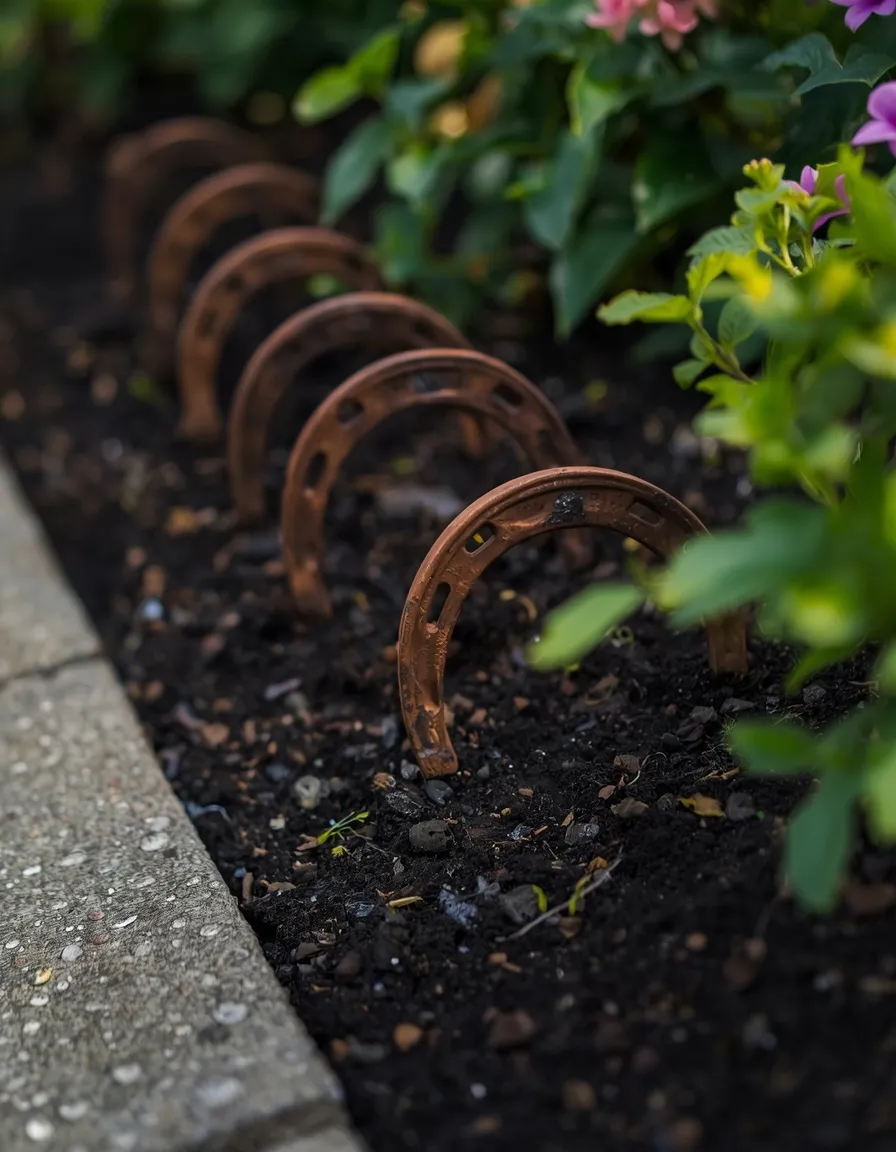 Horseshoe border edging along flower bed