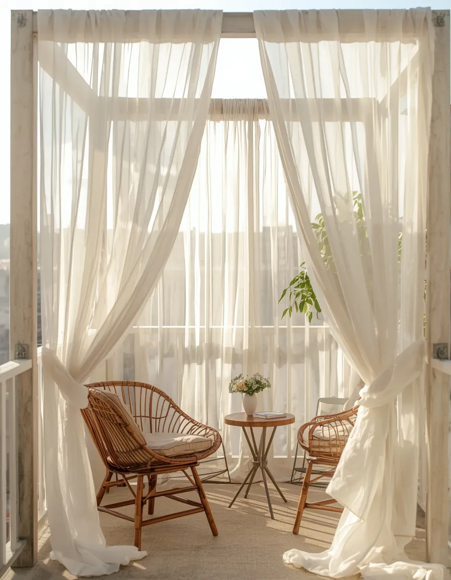 Sheer canopy drape urban balcony