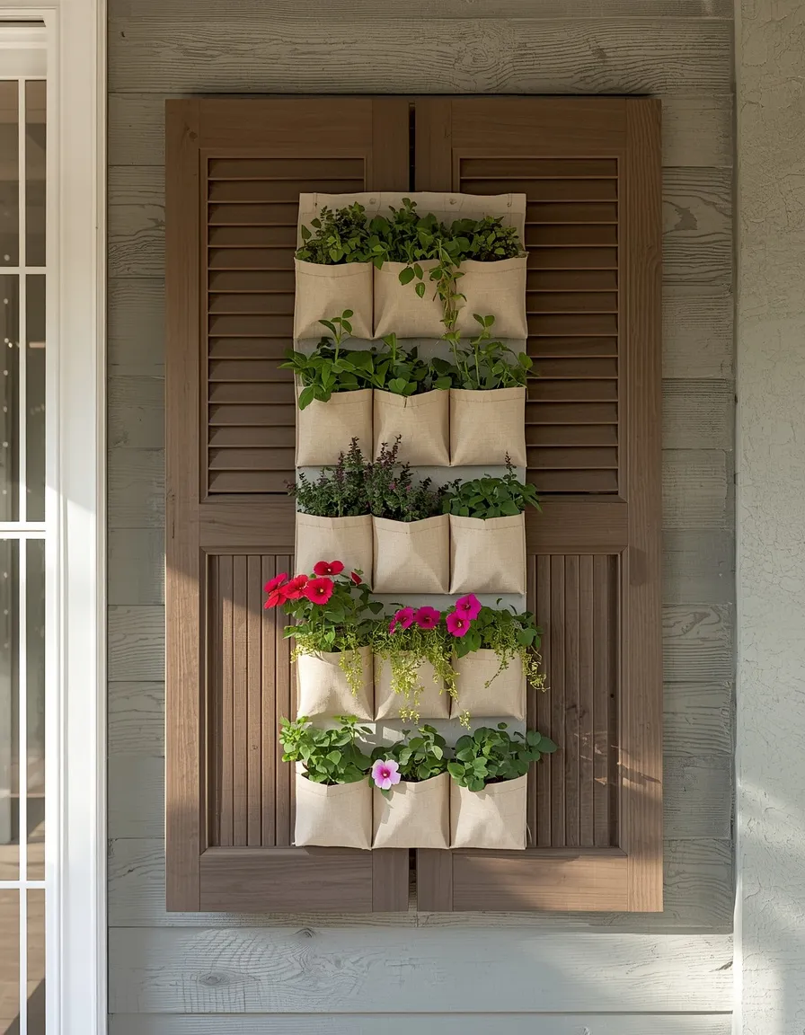 Shutter vertical planter with herbs