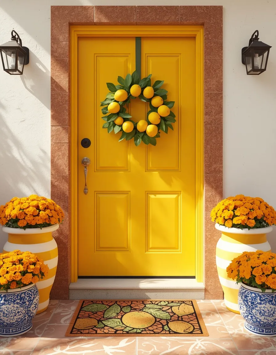 Cottage floral wreath summer front door