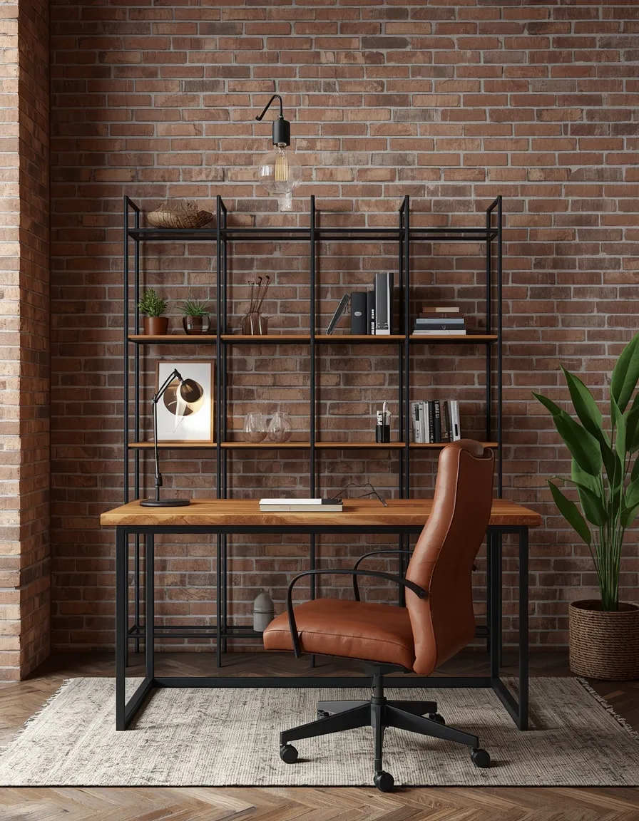 Industrial loft home office for him