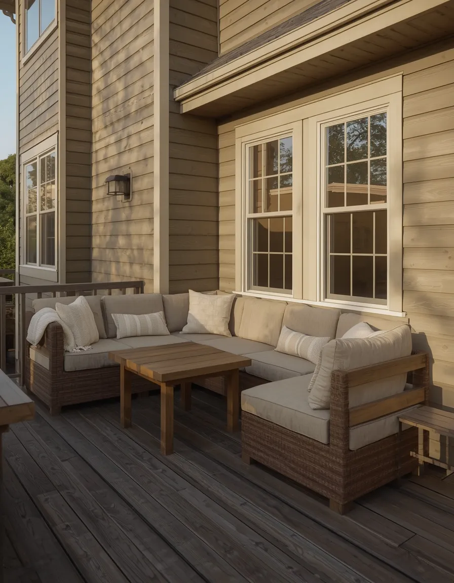 L-shaped corner deck bench seating