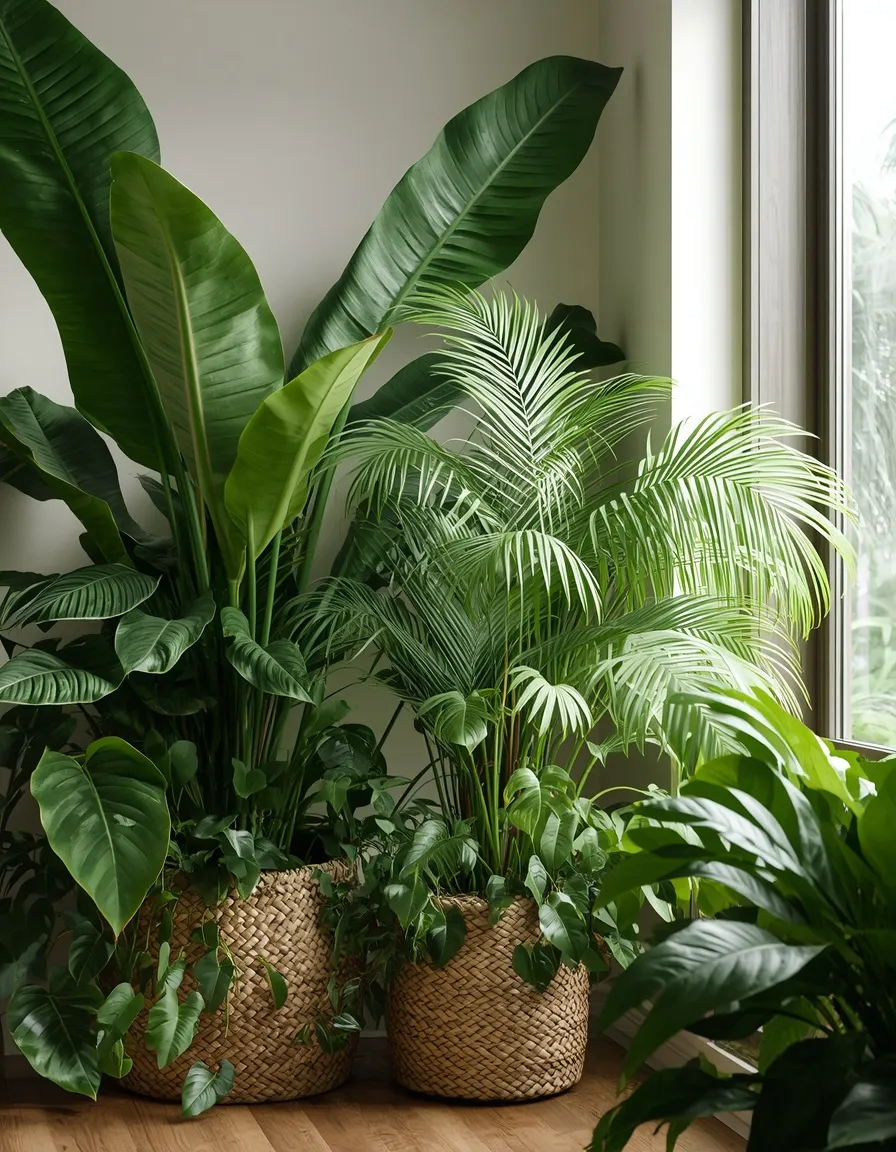 Lush tropical plant corner