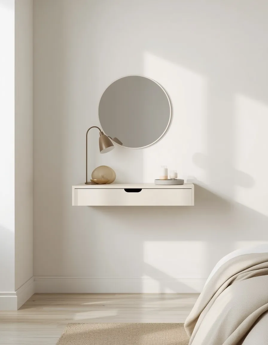 Minimalist floating makeup vanity