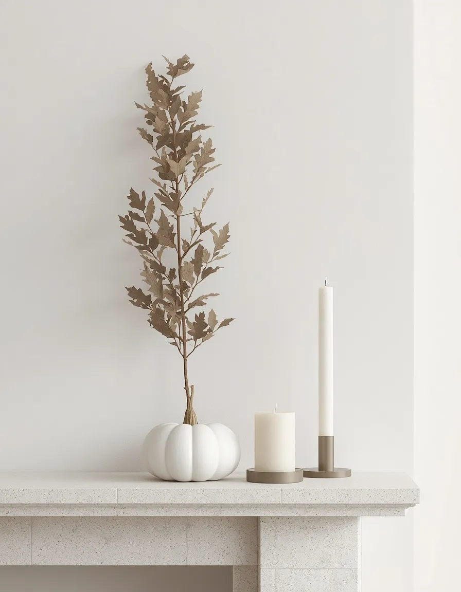 Modern minimalist fall mantel