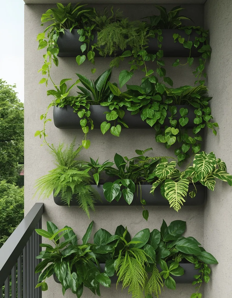 Vertical urban balcony jungle wall