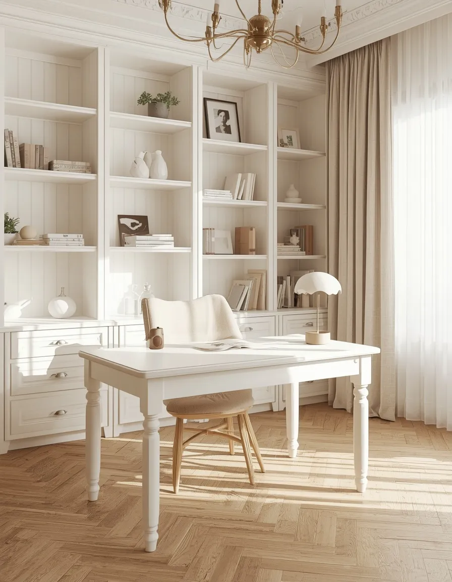 Warm white oak home office