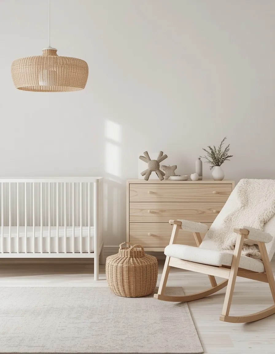 White and wood Scandinavian nursery