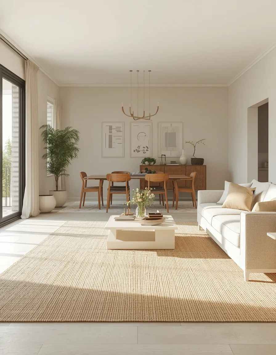 Area rug defining a living zone in open plan