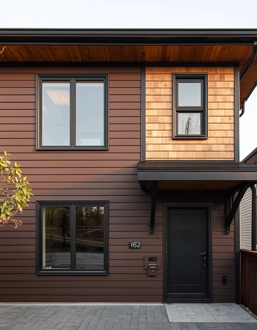 Modern brown and black house exterior