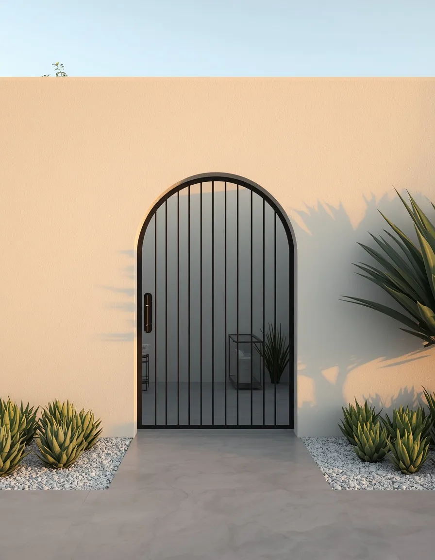 Modern wrought iron moon gate garden