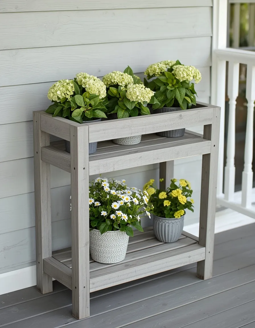 Rustic cedar flower rack idea for decks