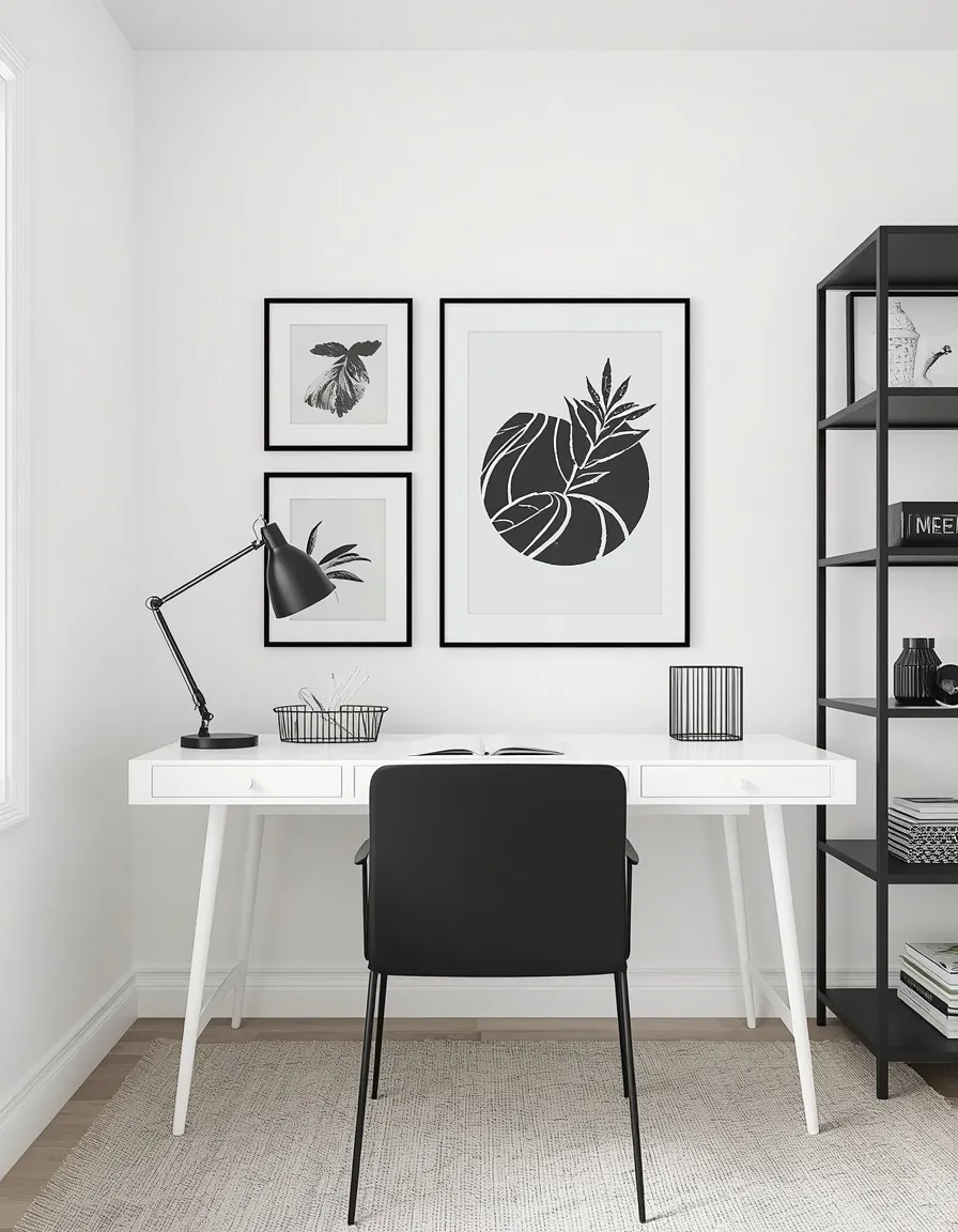 Black and white contrast home office