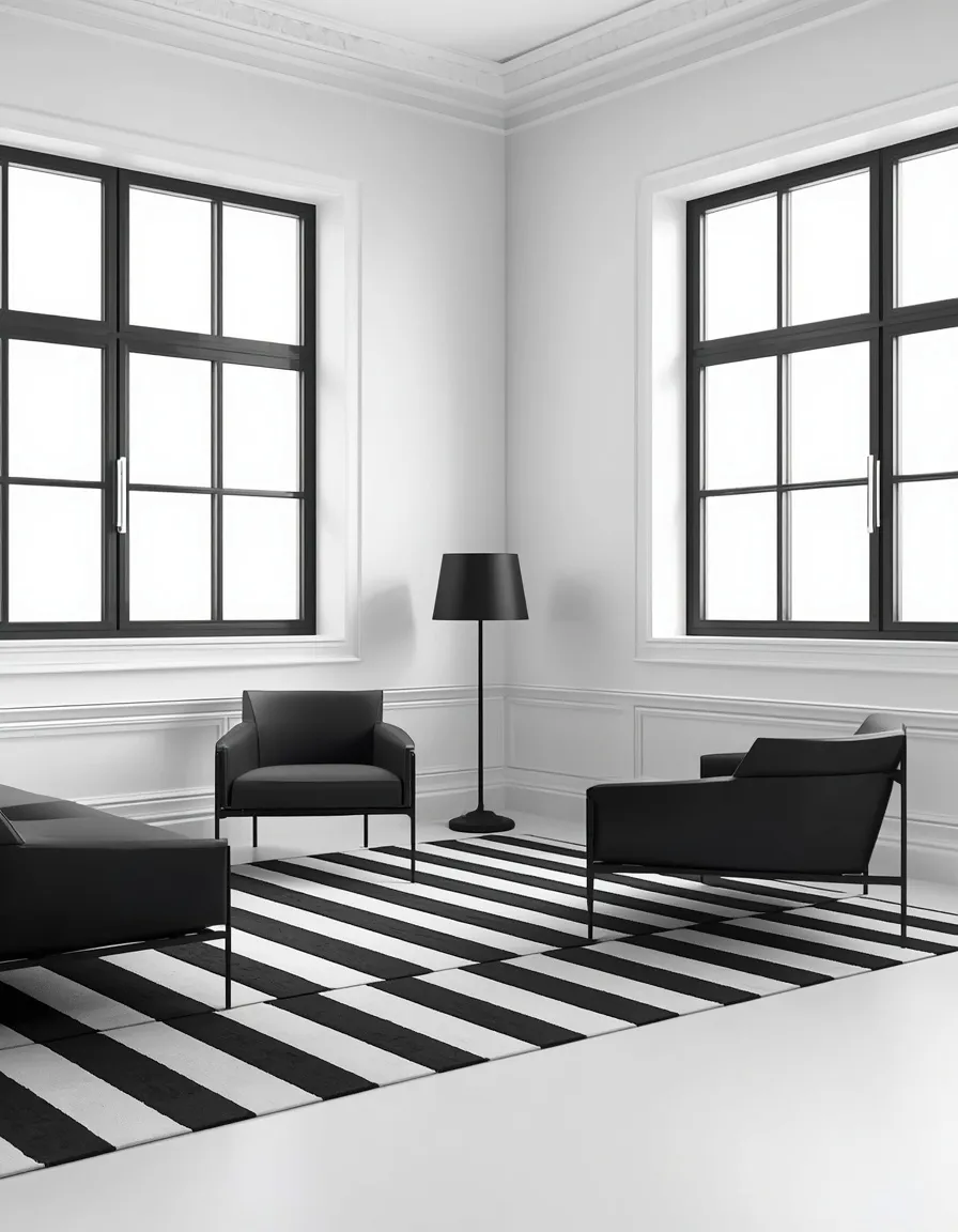 Black and white minimalist interior