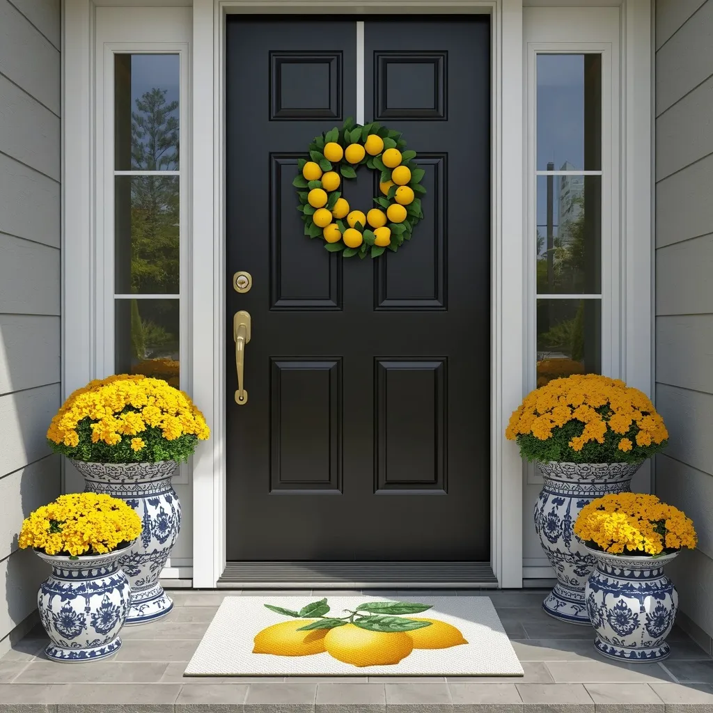 Bright citrus black front door