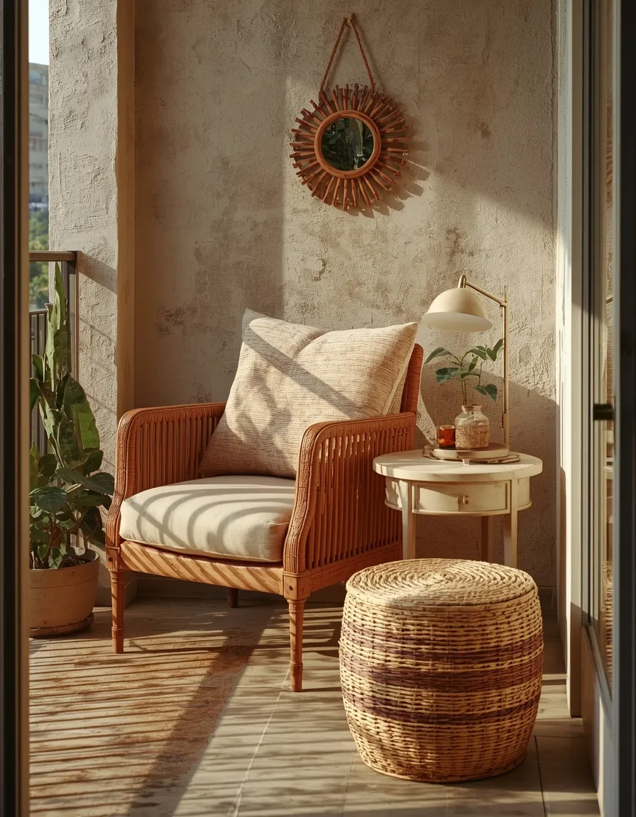 Mismatched vintage balcony furniture