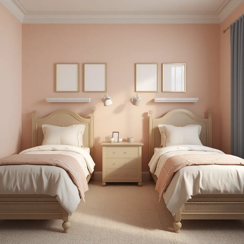 Parallel twin beds shared bedroom