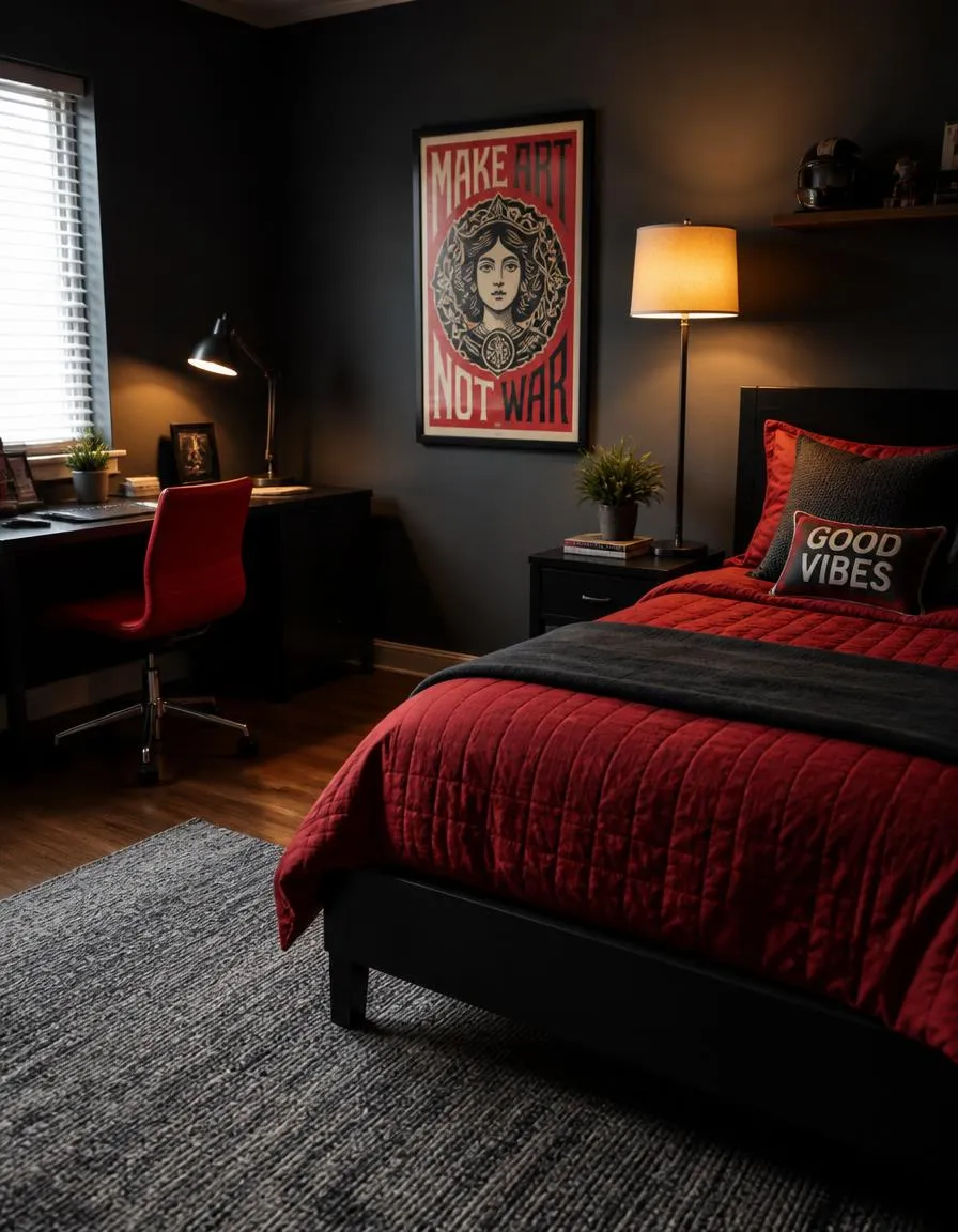Rust red adventure boys room