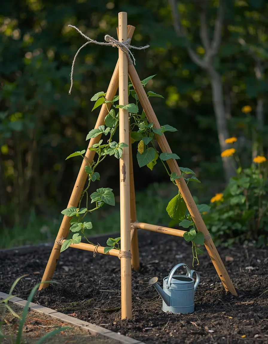 Bamboo Teepee Cucumber Trellis