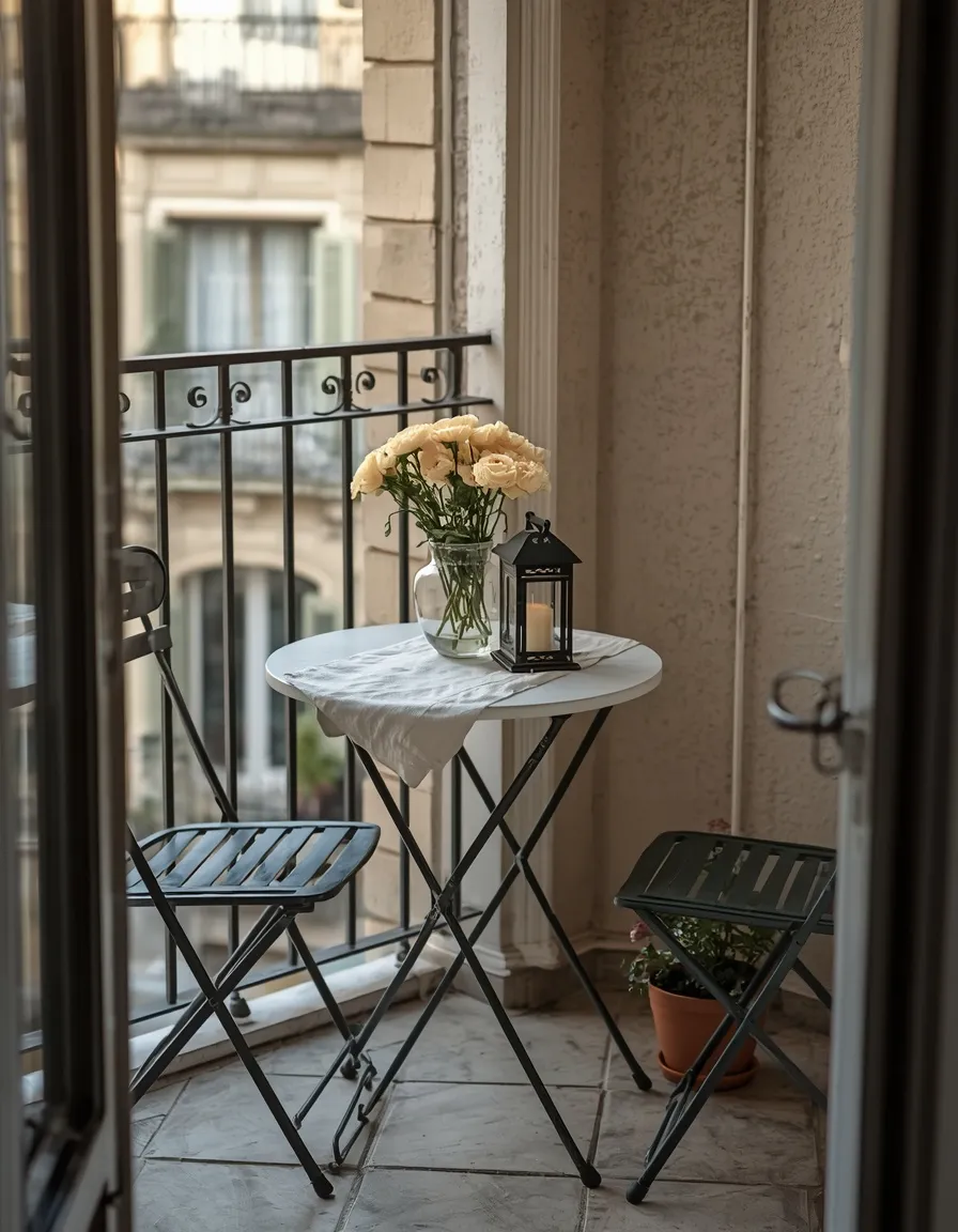 Bistro breakfast nook on apartment balcony